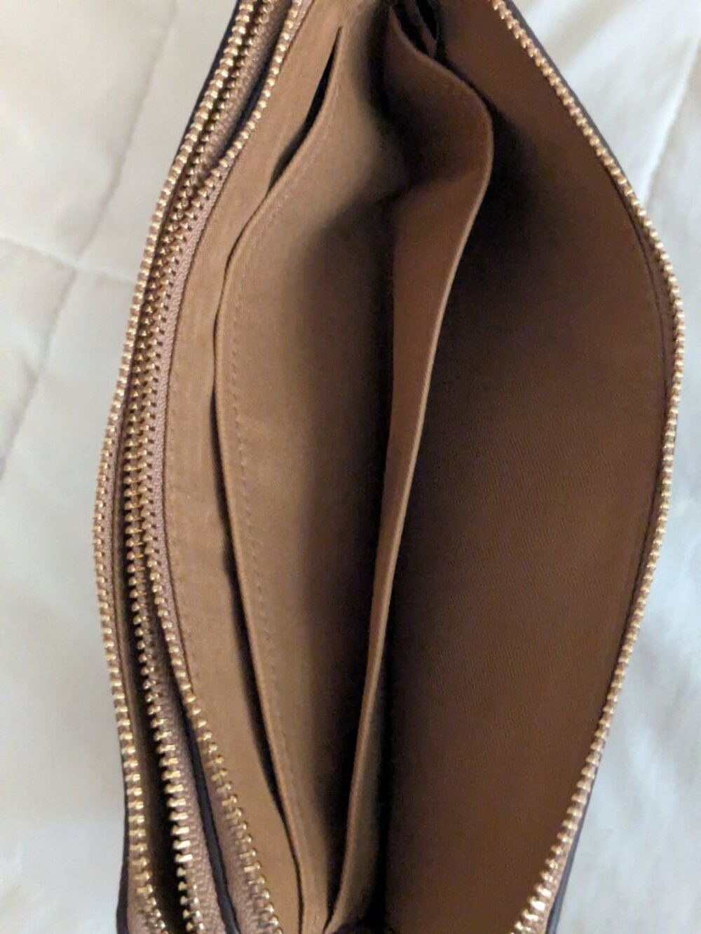 Coach Madison Double Corner Zip Wallet Wristlet Light Saddle Brown Style F87587 - Picture 7 of 9